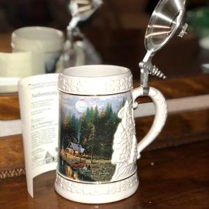Thomas Kinkade Stein A Quiet Evening At Riverlodge Stein-1996-man’s gift idea